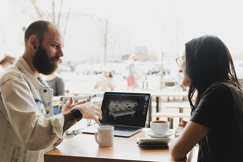 commercial consultation at a coffee shop