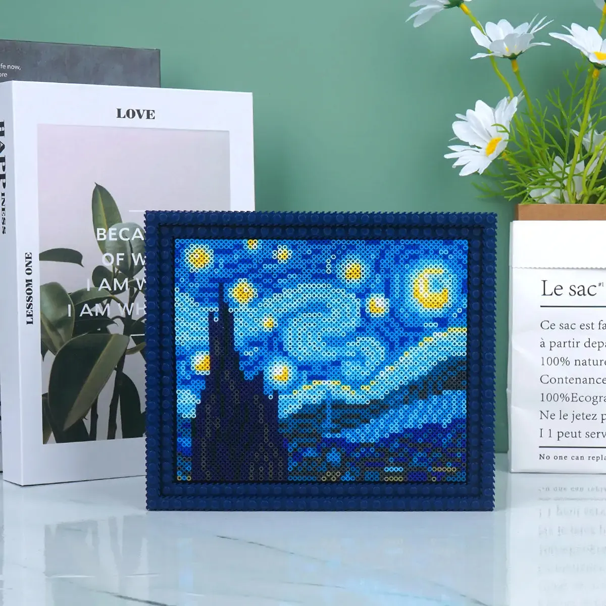 Van Gogh Starry Night pattern featuring intricate mini bead design