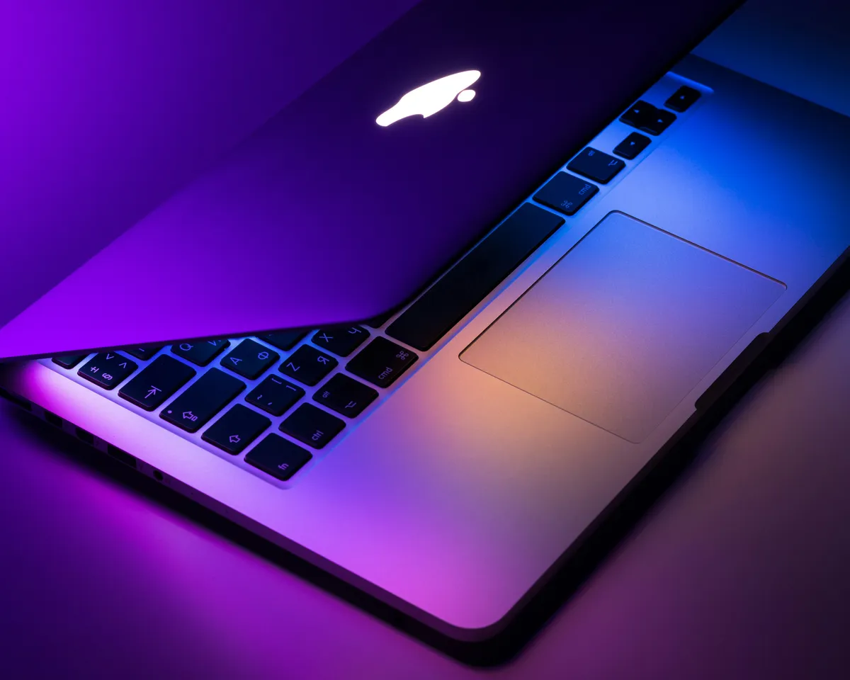 Mac laptop being evaluated for configuration and purchase value