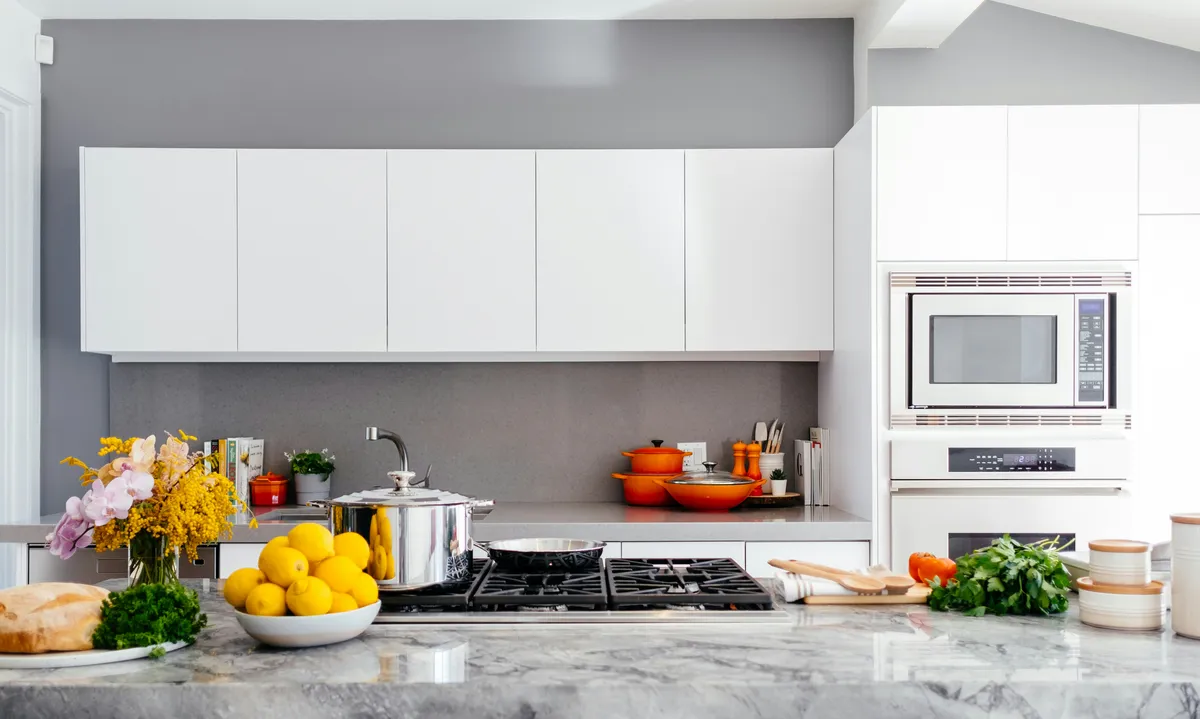 Modern kitchen measured before a major appliance delivery