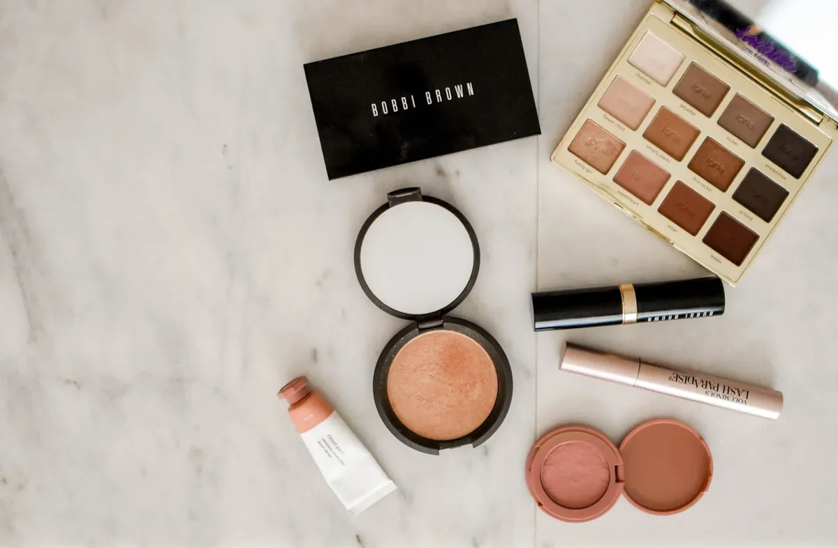 Beauty products arranged on a counter