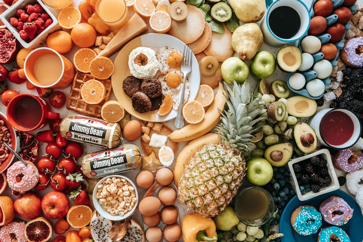 Groceries and fresh ingredients on a kitchen counter