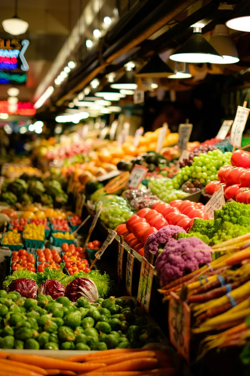 Fresh vegetables and grocery items