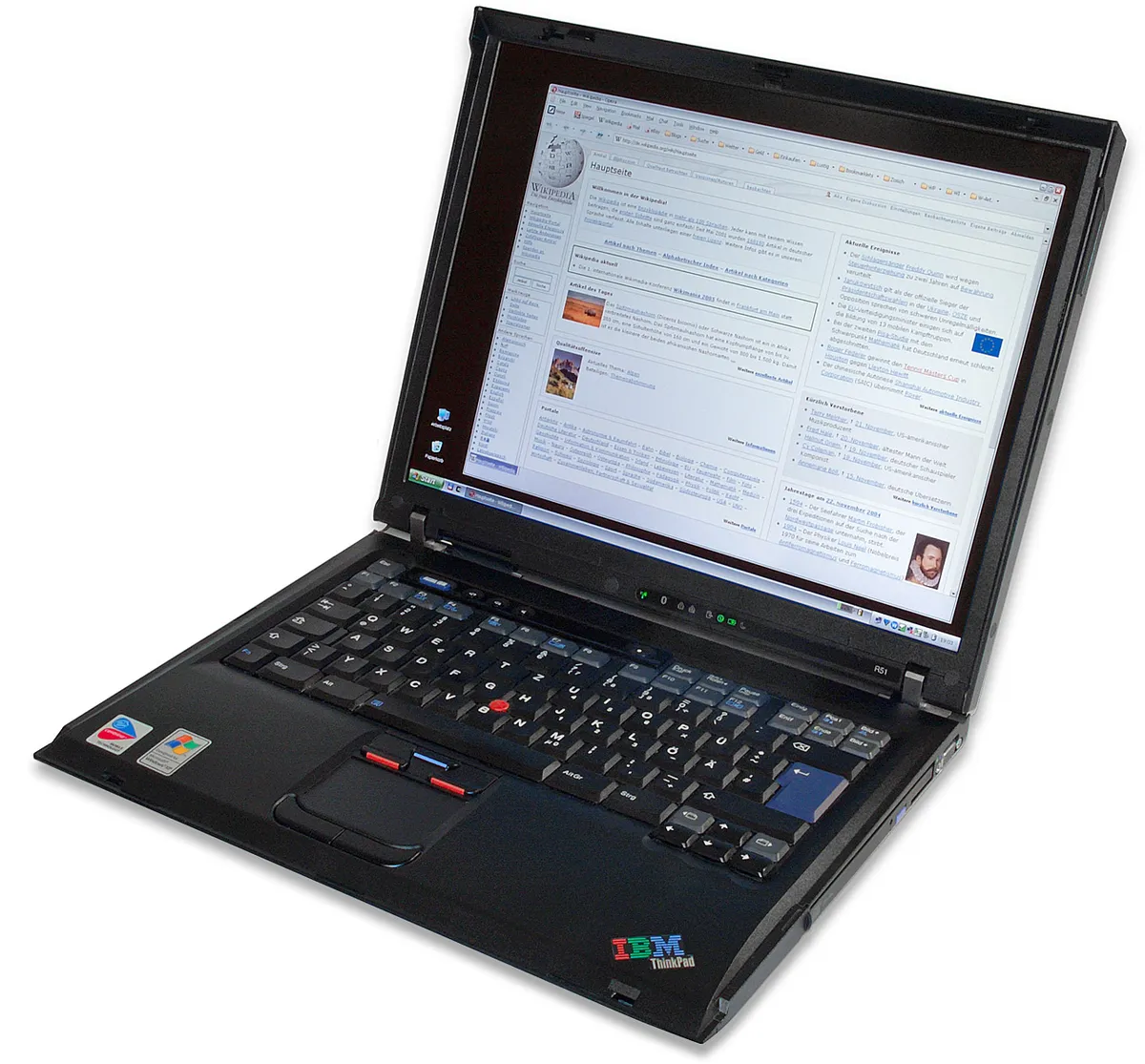 An older business laptop with a matte finish