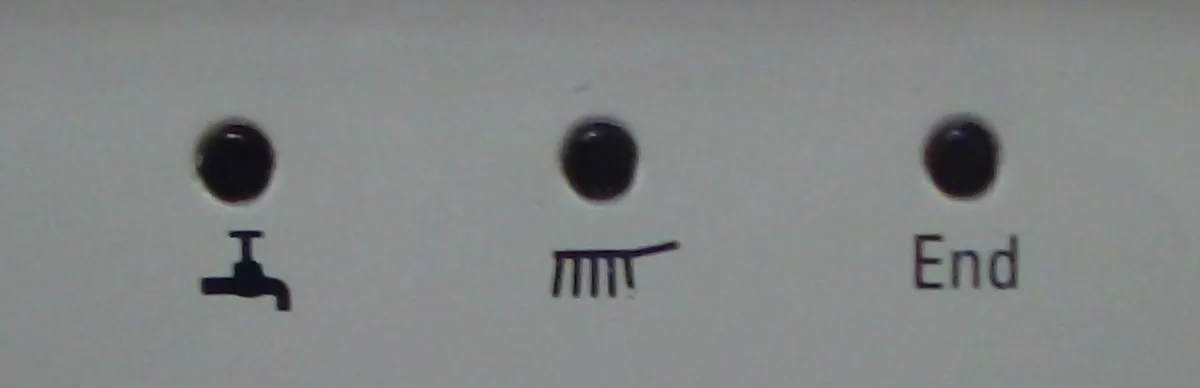 Cycle pictograms printed on a dishwasher control panel