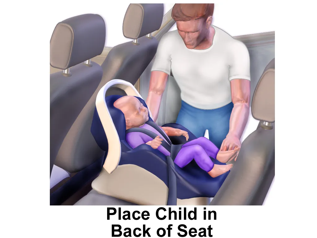 Illustration showing a car seat installed in the centre rear seating position