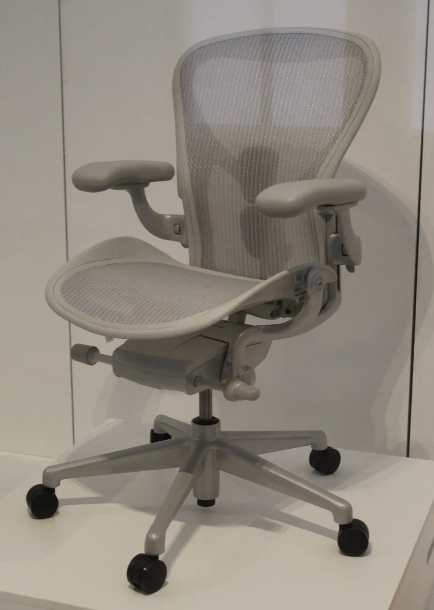 A prototype ergonomic office chair on display