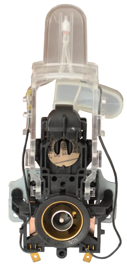 The thermostat and control assembly from an electric kettle