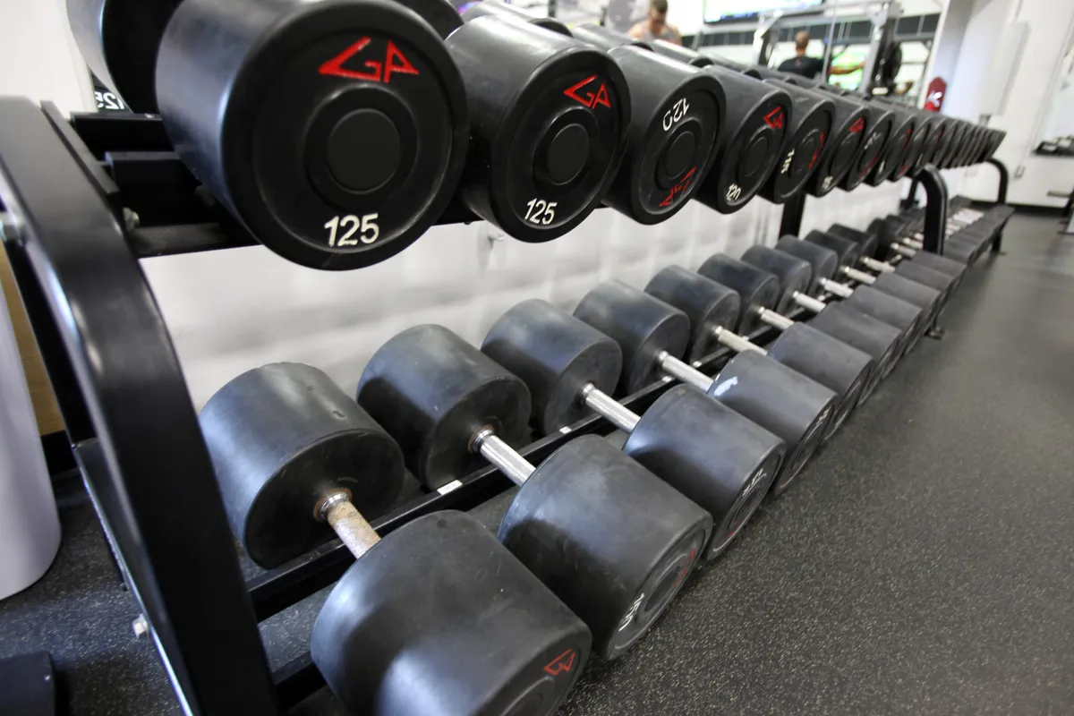 Interior of a gym with weight equipment