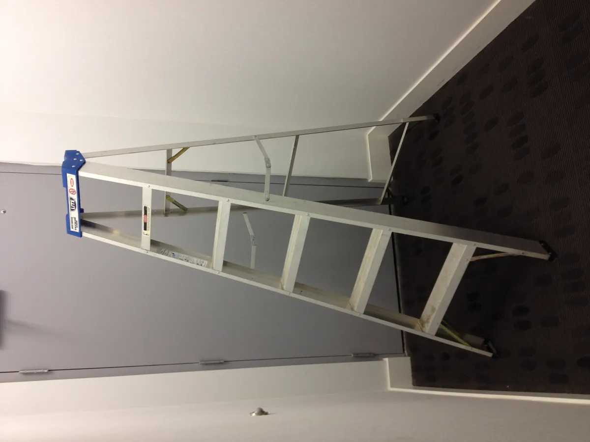 A ladder set up for work at height