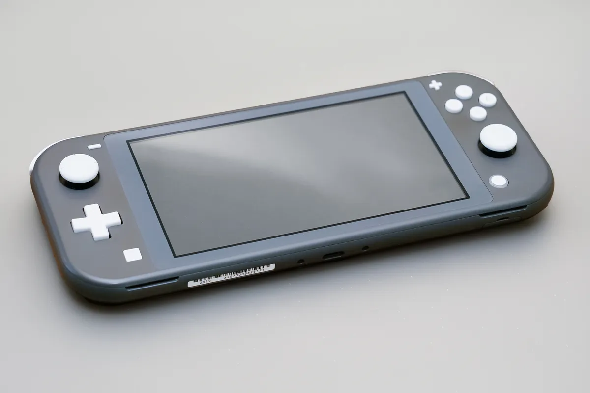A compact handheld console with integrated controls