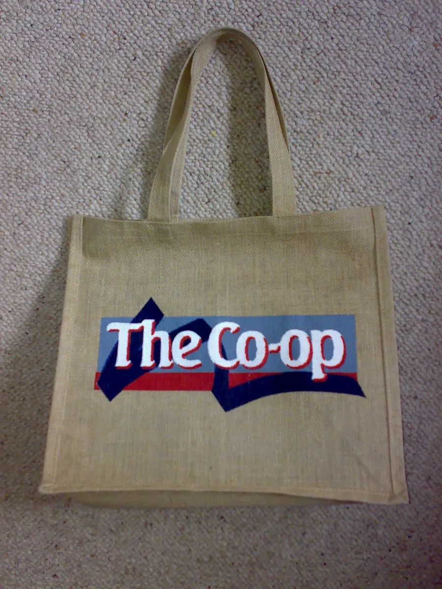 A reusable hessian shopping bag