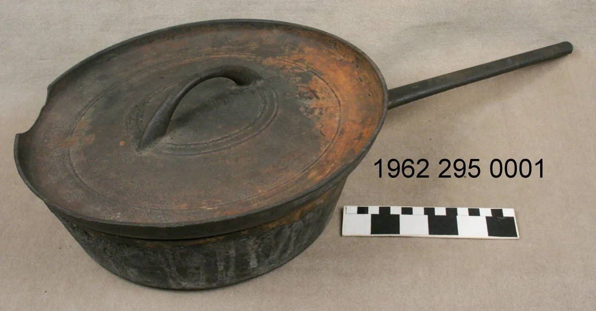 A cast iron frying pan