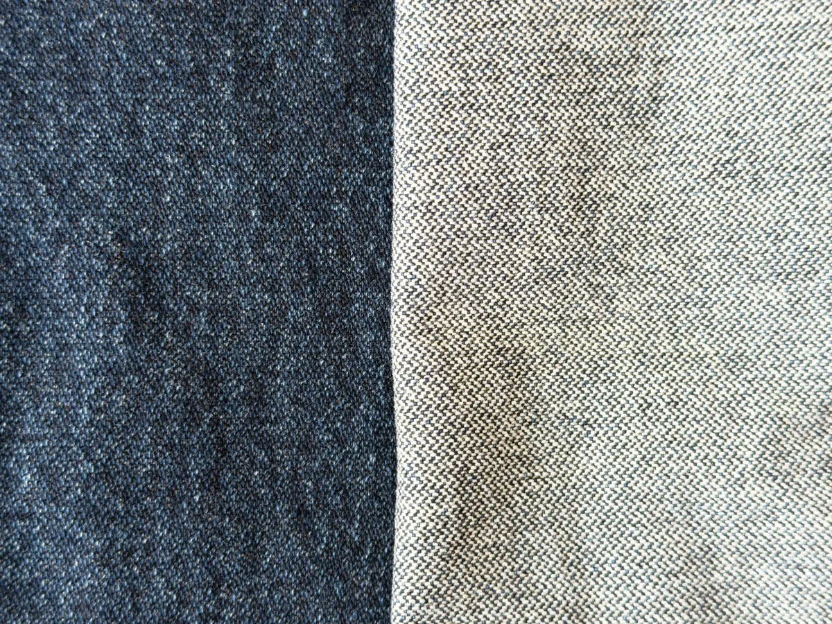 Detail of broken twill denim on a pair of jeans