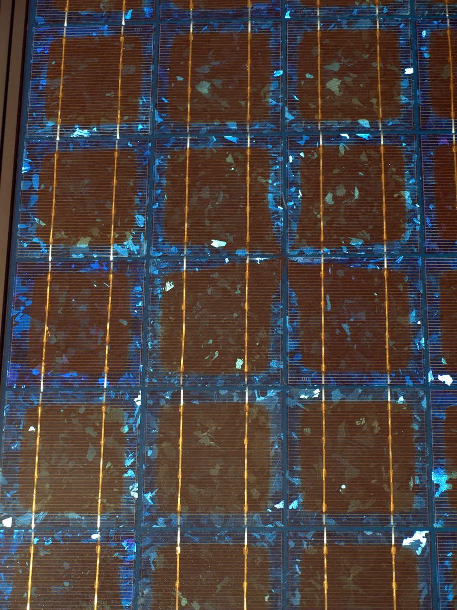 A photovoltaic solar panel angled toward the sun