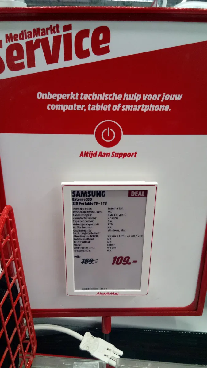 Samsung T5 portable SSD with its USB-C cable
