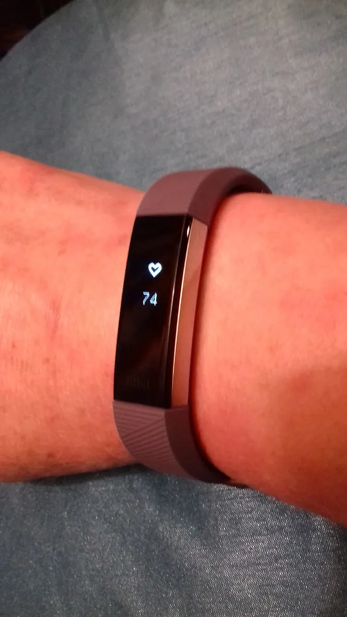 Fitbit fitness tracker band and clasp detail