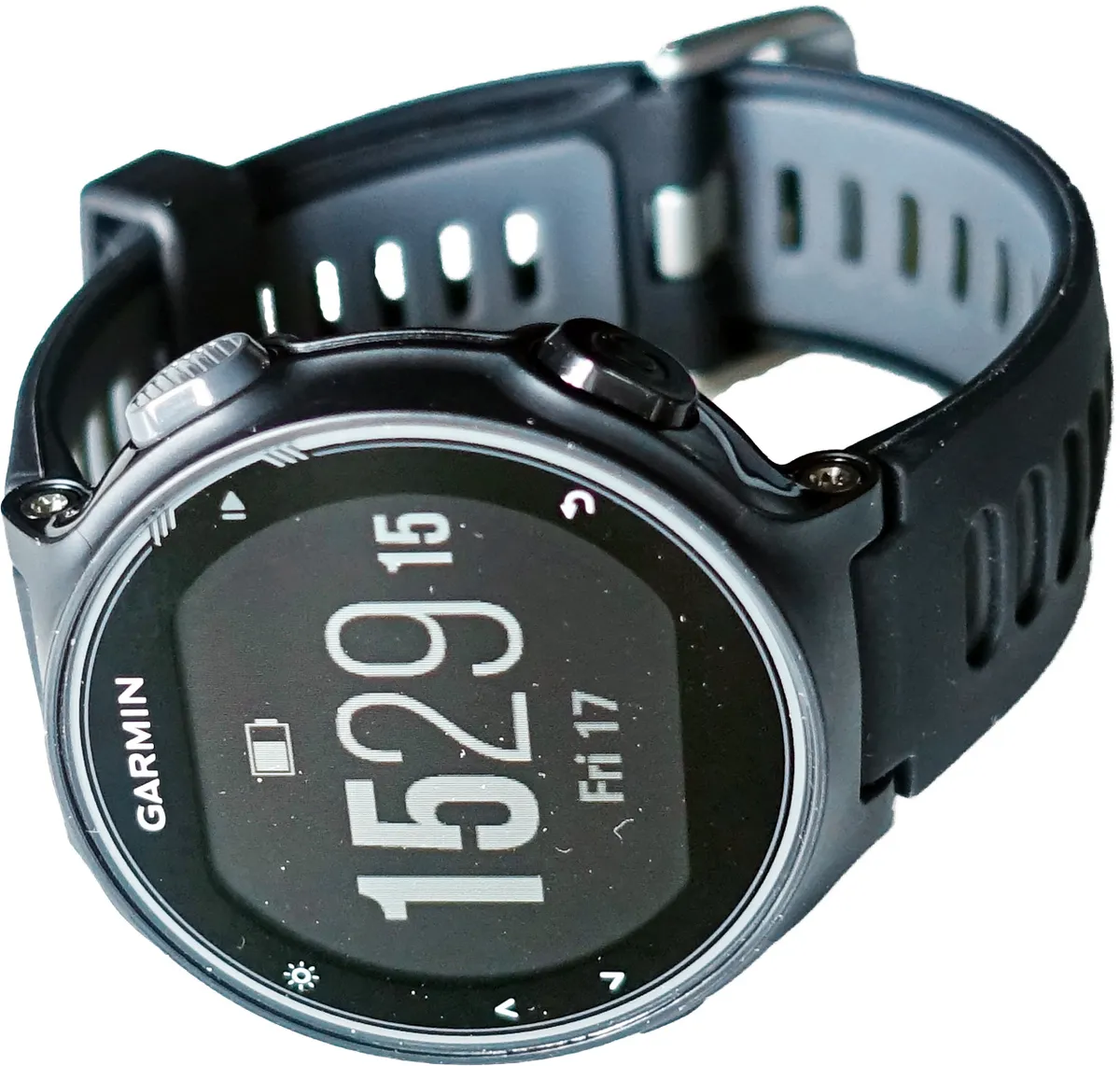 Garmin Forerunner GPS running watch strapped to a wrist
