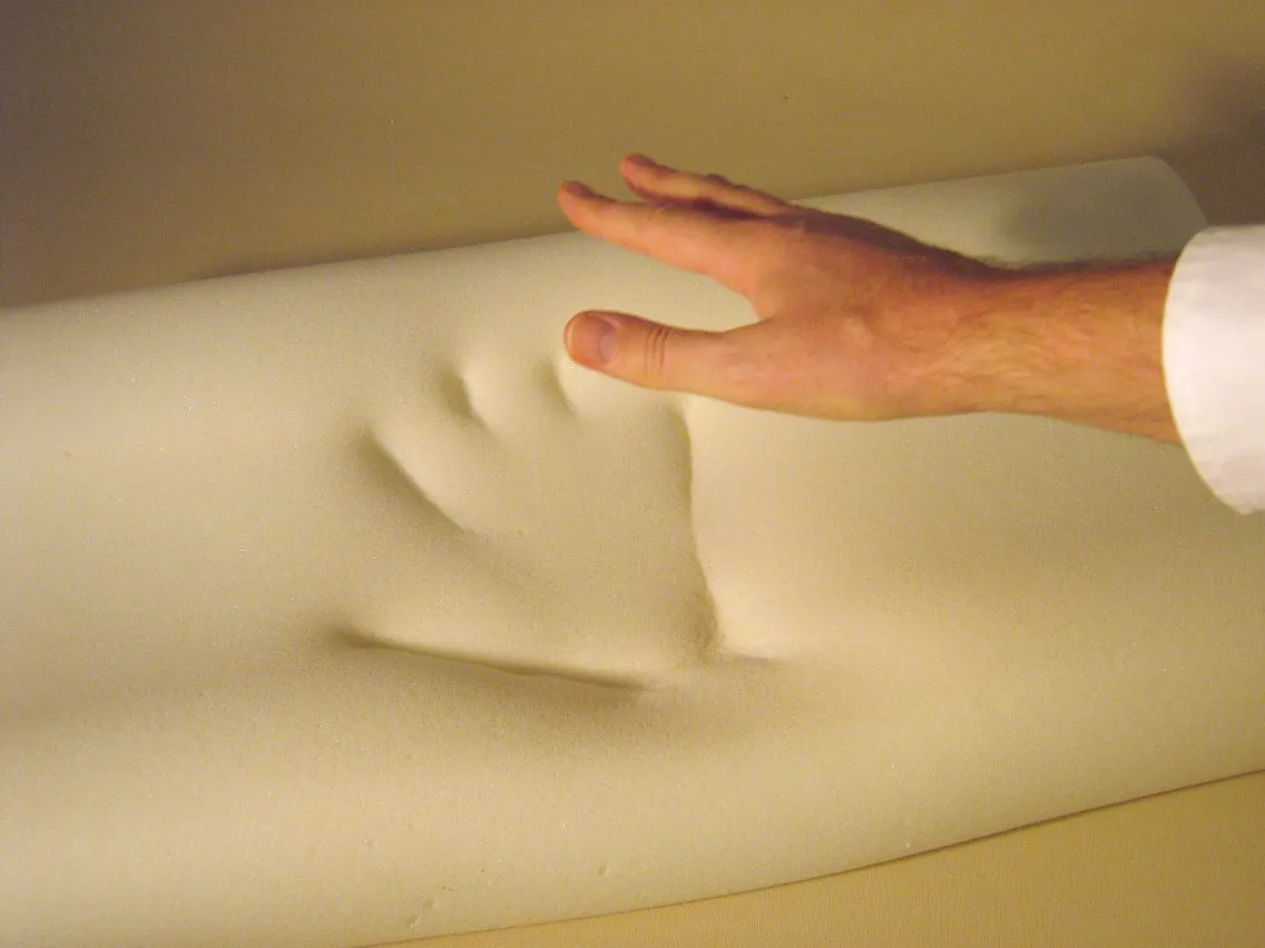 Memory foam surface rebounding quickly after pressure is applied and released