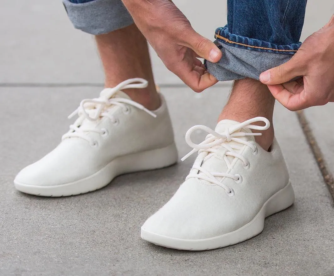 Allbirds Wool Runners in white shown from above