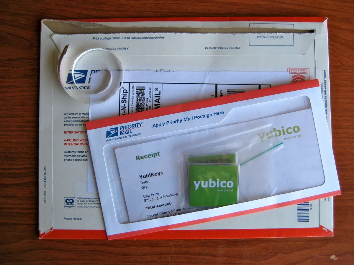 Black YubiKey hardware authentication key on a flat surface