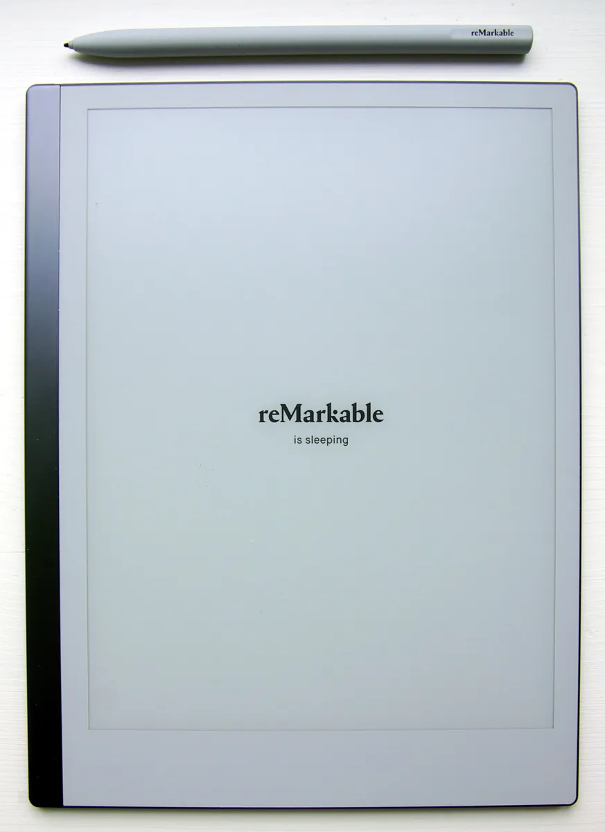 reMarkable 2 tablet shown with its standard marker stylus
