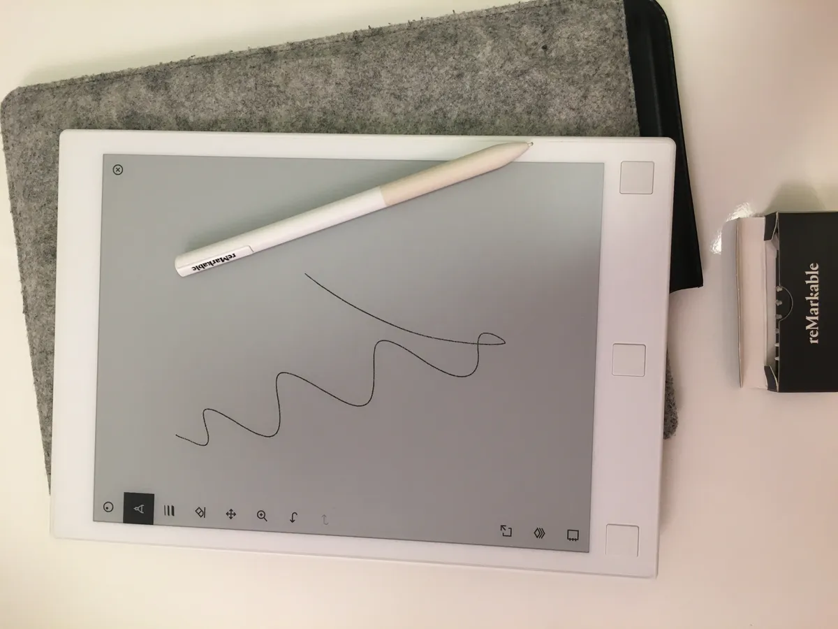reMarkable tablet with its protective sleeve and pen