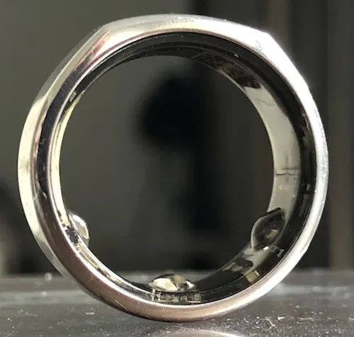 Underside of the Oura Ring Gen 3 showing its sensor array