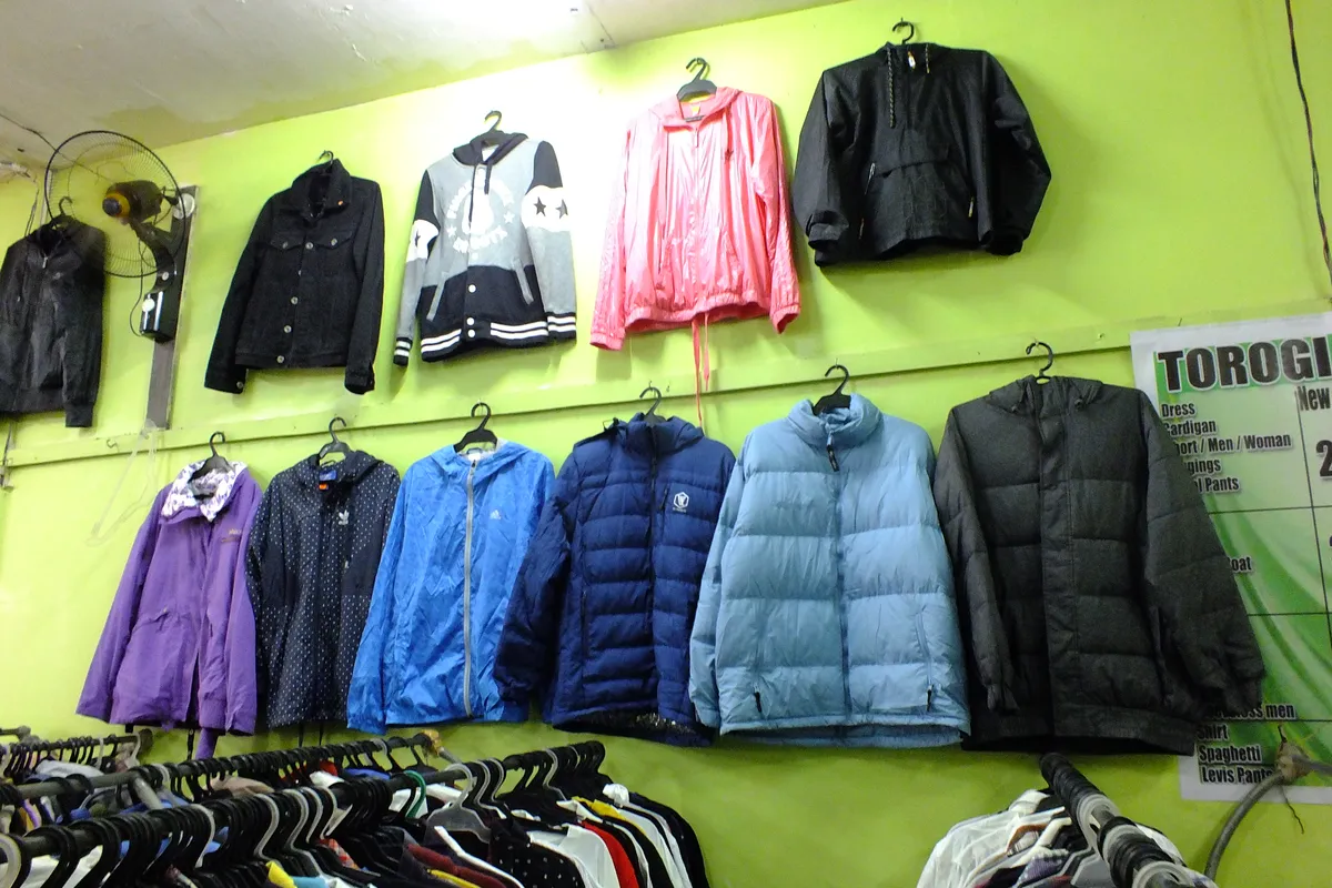 Row of insulated puffer jackets on display, representative of the synthetic and down jacket category