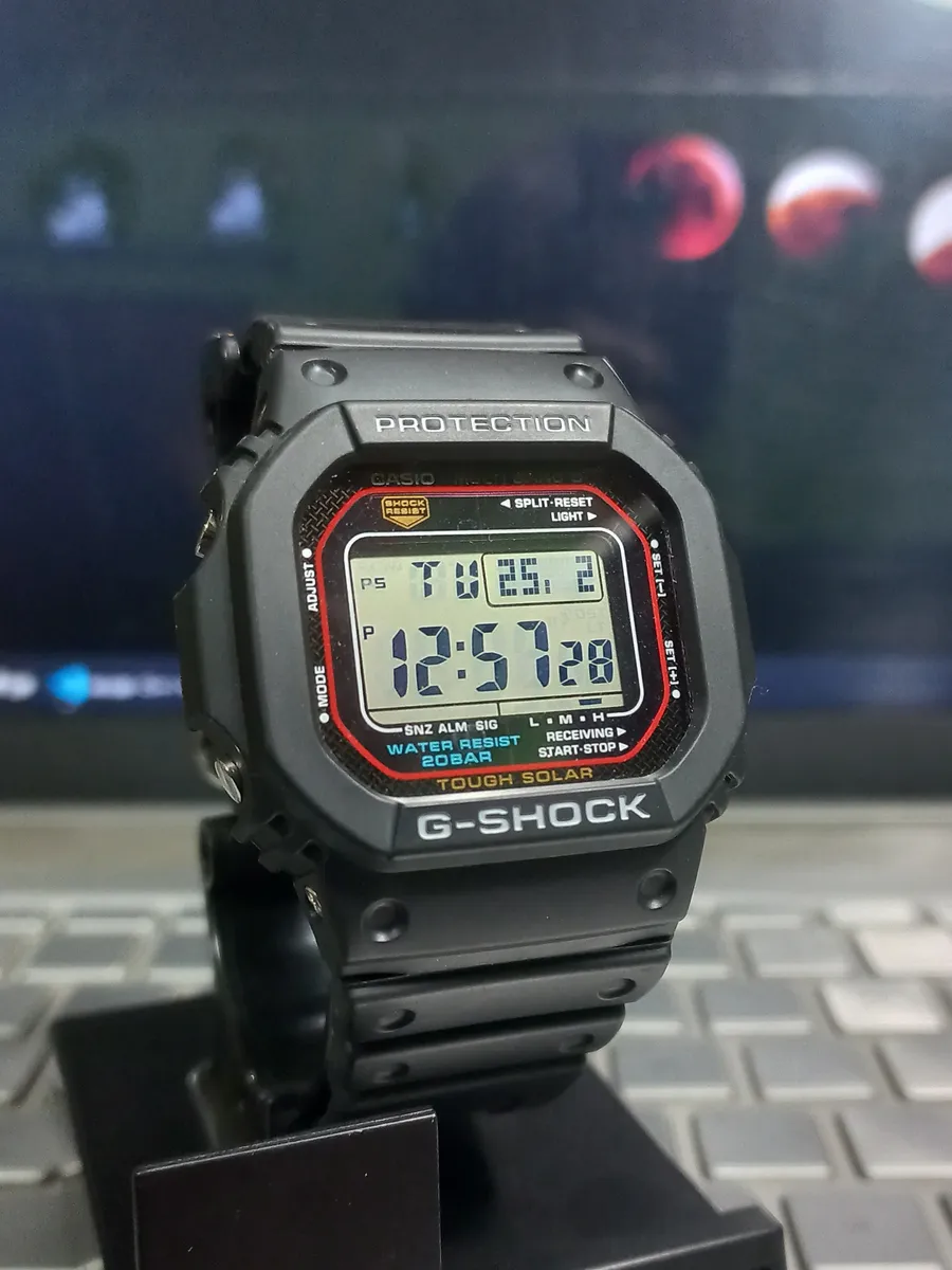 Casio G-Shock GW-M5610U, a solar-powered metal-band sibling model in the same square-case family