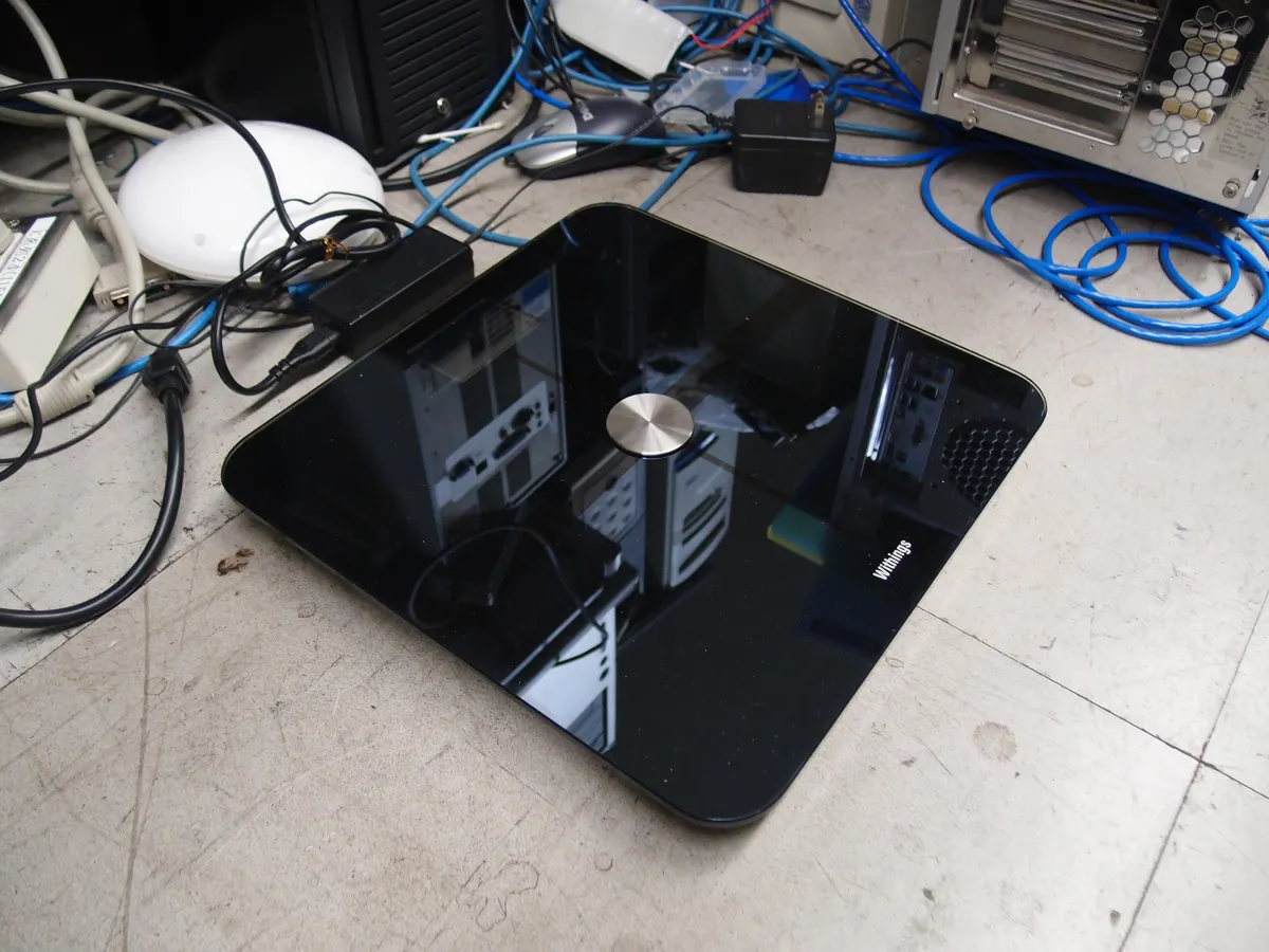 Withings Wi-Fi Body Scale on a wooden floor