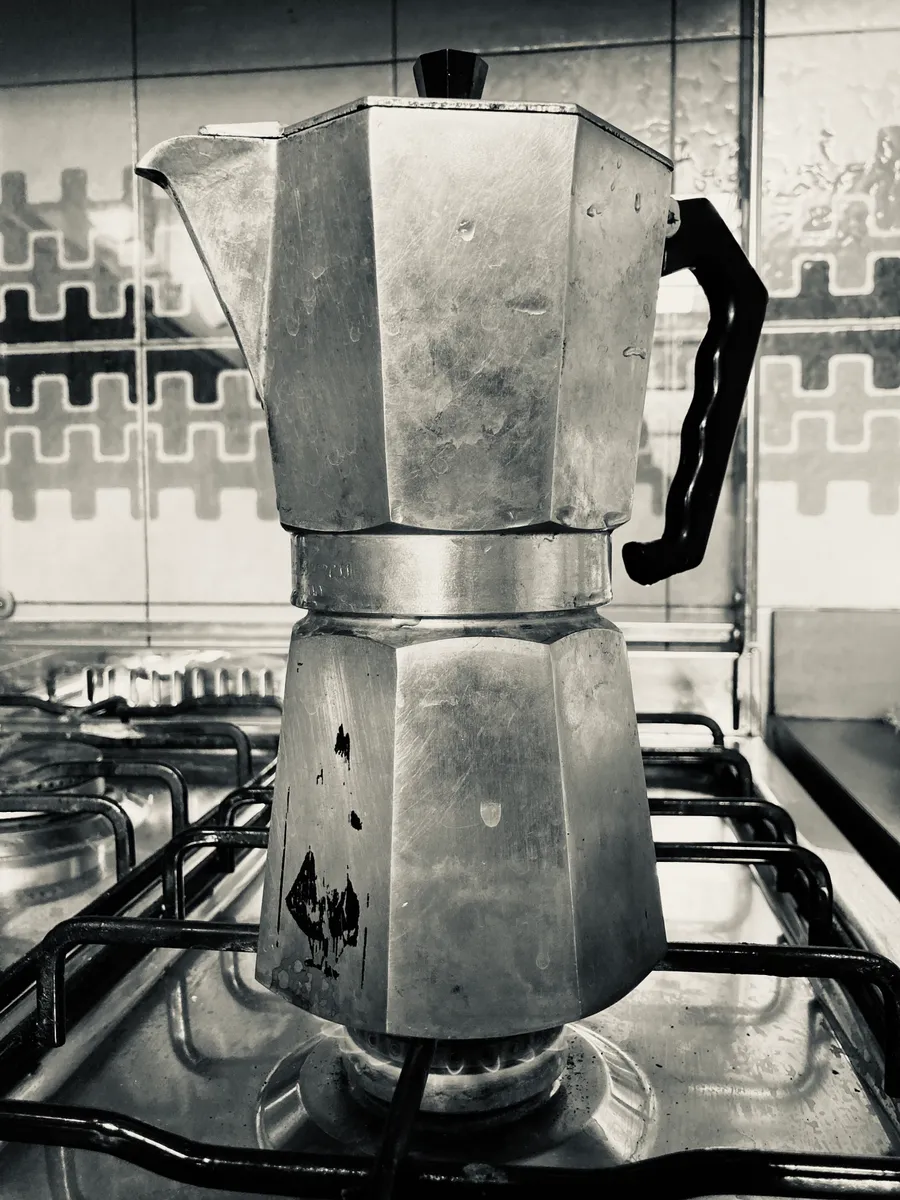 Bialetti moka pot standing on a kitchen surface