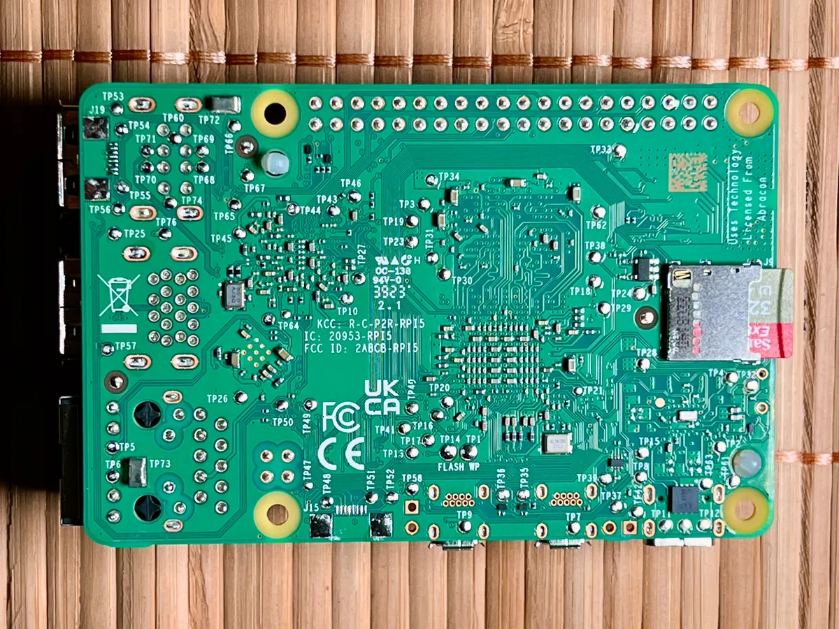 Underside of the Raspberry Pi 5 board