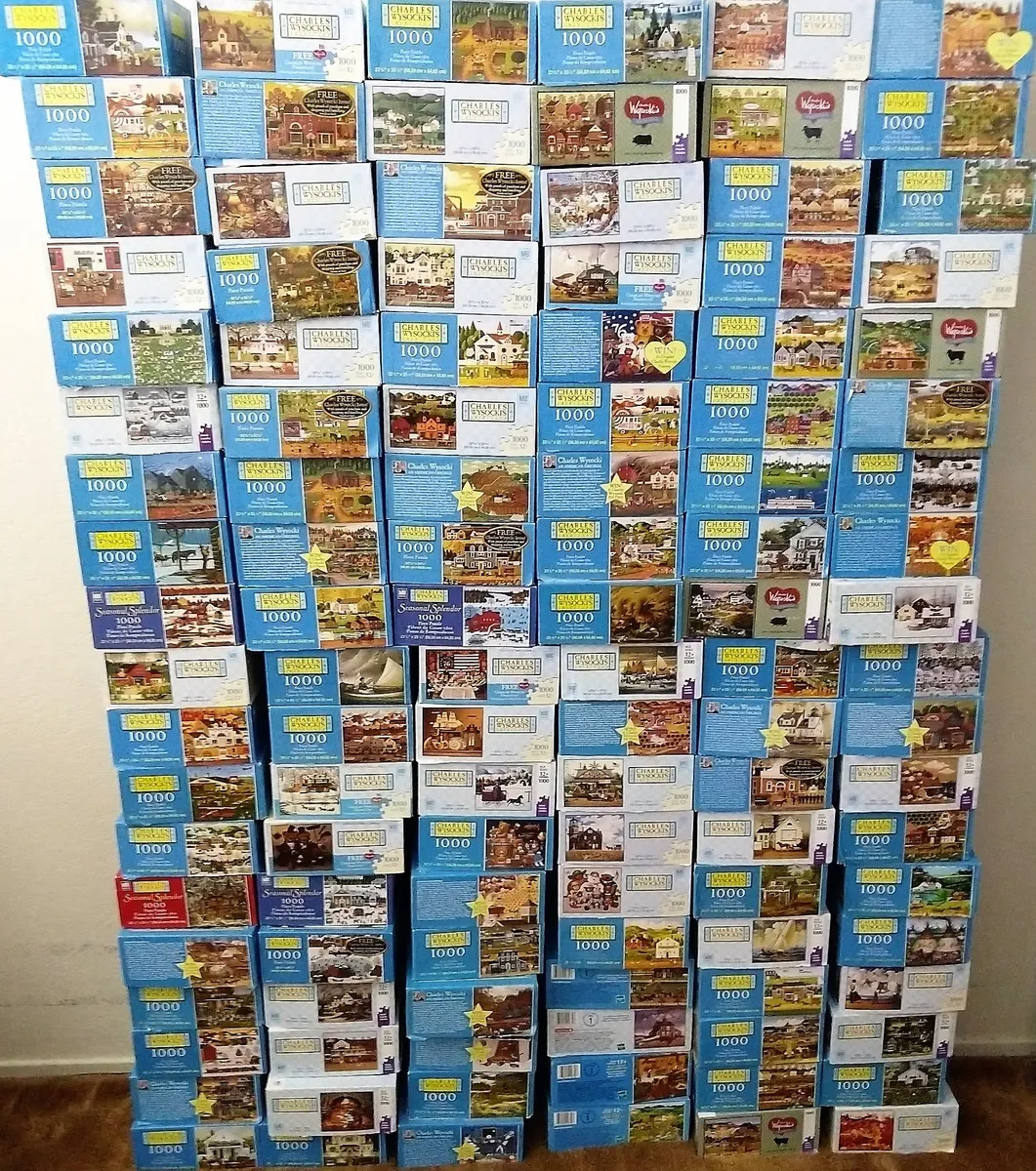 Boxed jigsaw puzzles, where the image style predicts difficulty more than piece count