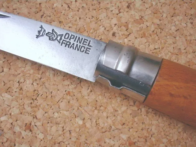 Close-up of the Opinel Virobloc rotating locking collar in the locked position