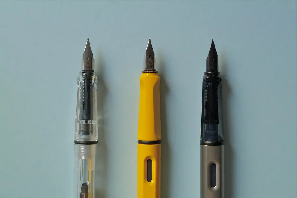 Lamy nibs in different widths shown side by side for comparison