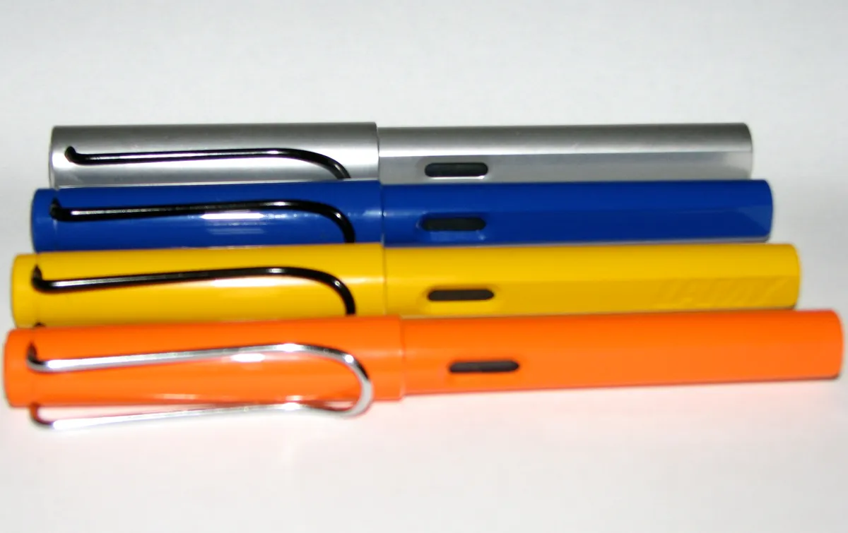 A group of Lamy fountain pens in various colours