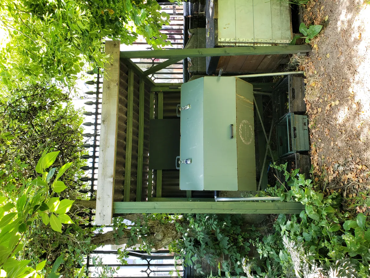 A rotating compost tumbler, the faster and more expensive alternative to a static bin
