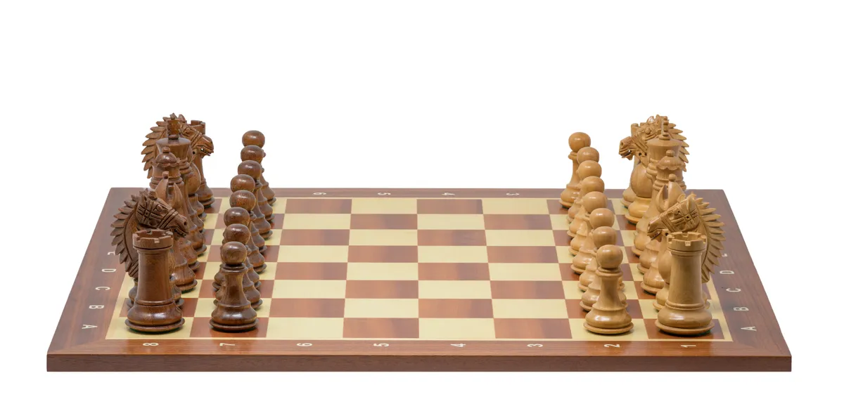 Side profile of Staunton chess pieces showing their proportions