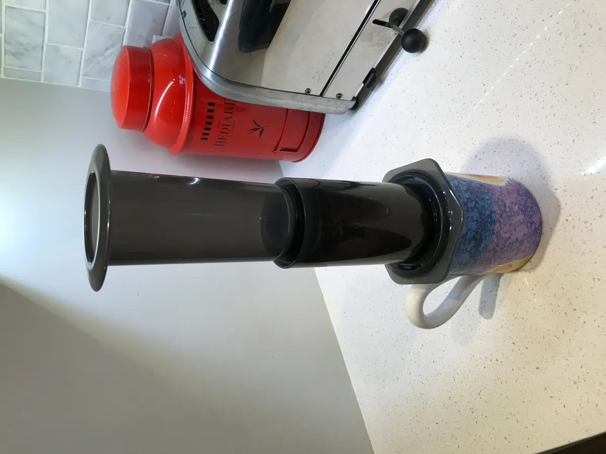 AeroPress set up in the inverted brewing position