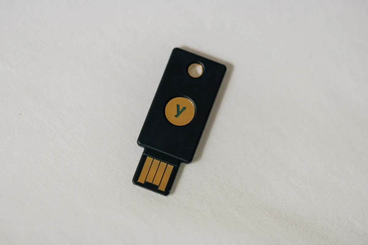 A USB security token used for two-factor authentication